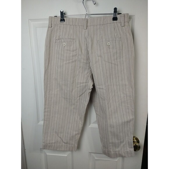 Lee Woman 10M Capri Pants Brown Pinstriped Straight Slit Leg Casual Business - Picture 11 of 11
